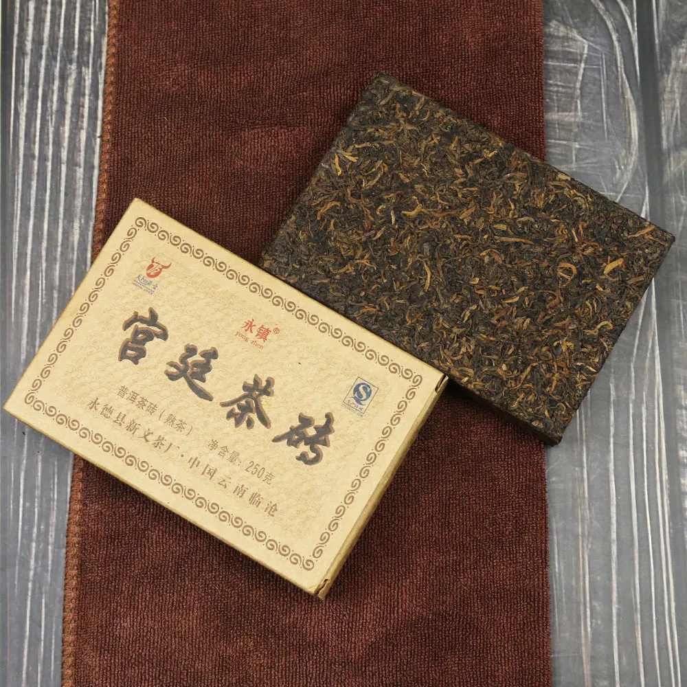 2019 китайский чай Yongzhen созревший Pur Erh "дворец Pu-Erh чайный кирпич" Shu коробка 250 г