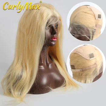 

Hair Straight Full Lace Human Hair Wigs 613 Blonde Brazilian HD Transparent Glueless For Black Woman