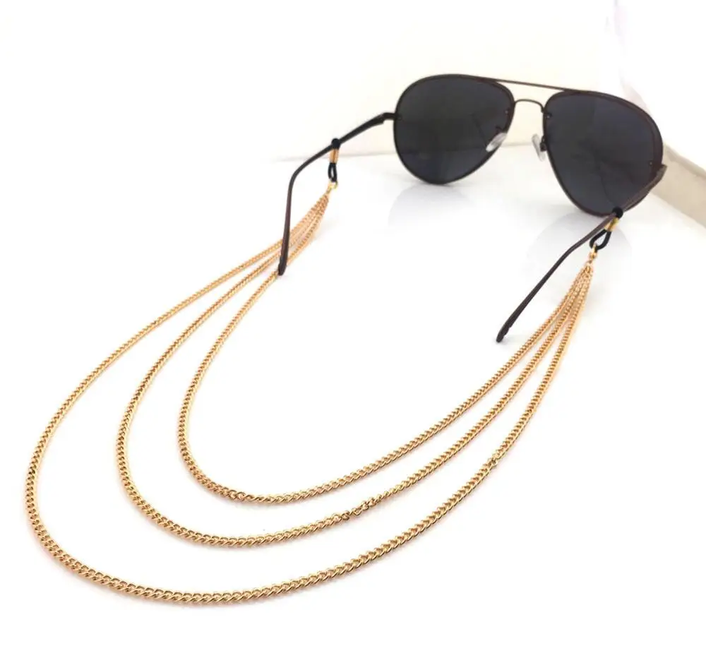10pc/lot Fashion Metal Double Three Multilayer Chains Sunglasses Neck Cord Holder Eyeglass Lanyard Chain wholesale - Цвет: GL091