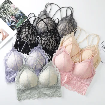 

2020 Sexy Bra for Women Bralette Push up Lingerie Wireless Deep V See Through Female Bras Bralette Seamless Underwear Mujer