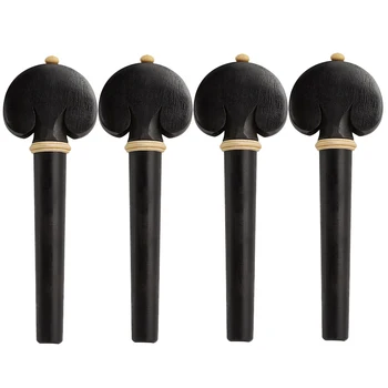 

4pcs Cello Peg Wooden Durable Professional Ebony Shaft Handle Cello Parts Cello Peg for Musical Instrument