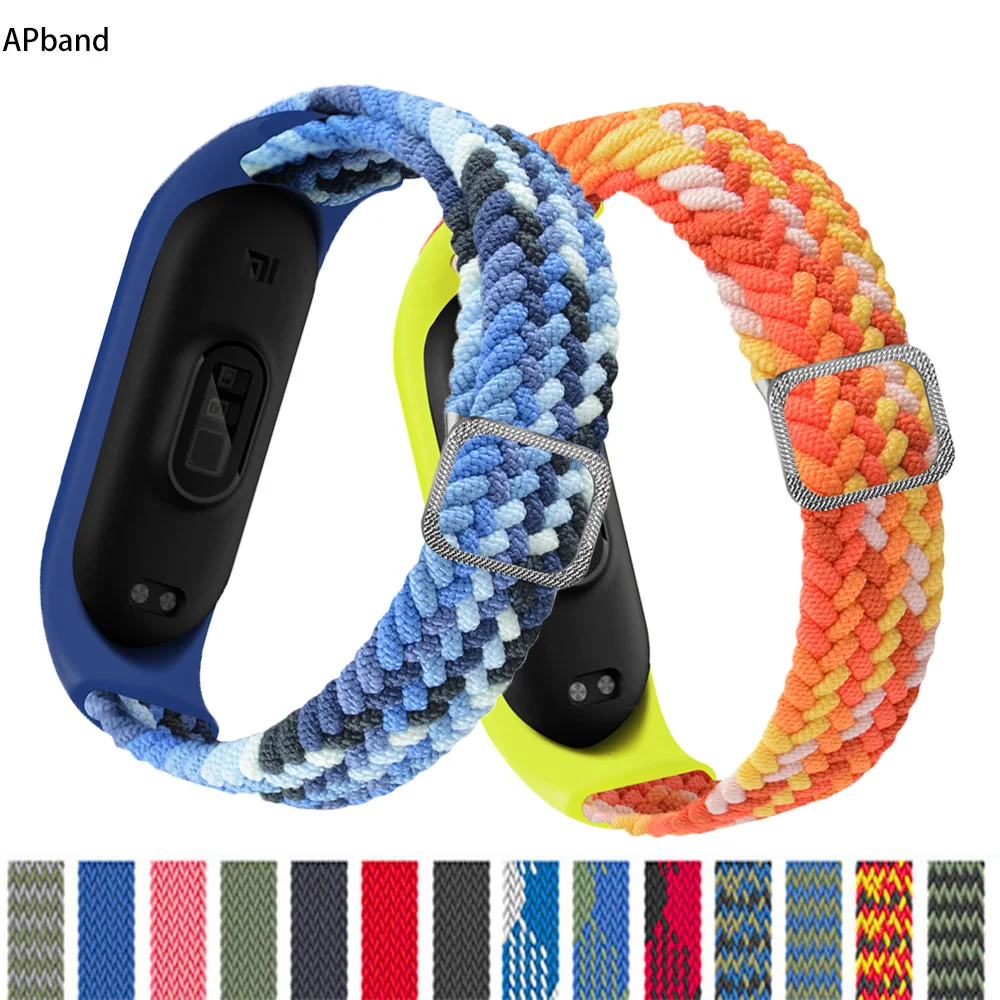 Bracelet for Mi band 7 Strap Elastic adjustable metal Nylon Braided Miband4  miband 5 correa pulseira for xiaomi Mi band 4 3 5 6 - AliExpress