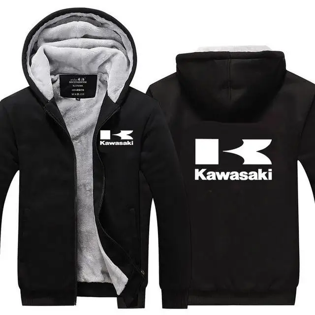 Мужские толстовки, зимние утепленные мужские свитера Kawasaki для мужчин, Зимние толстовки с капюшоном, пальто на молнии, США - Цвет: Синий