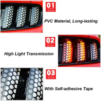 

Lamp Stickers Honeycomb Easy Installation 6pcs PVC Rear Vinyl For Ford