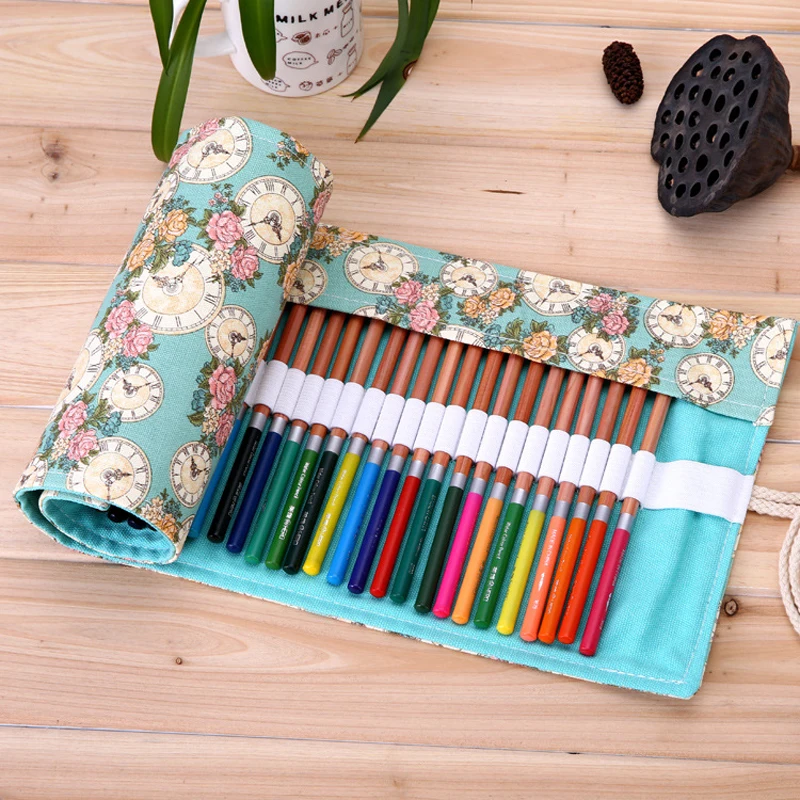 Premium Colored Pencils Roll-Up Wrap Case Oil-Based Drawing Set