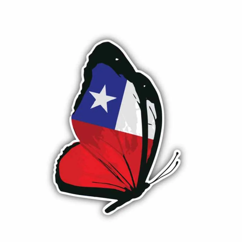 

8CM*12CM Chile Flag Butterfly Car Sticker Motorcycle Helmet Accessories Window Decal