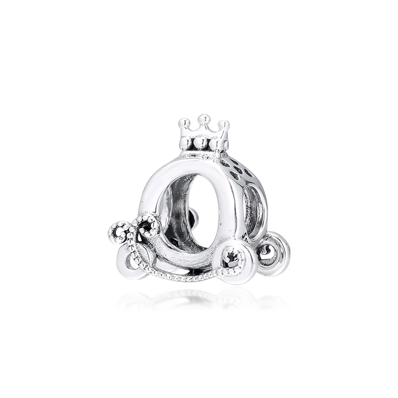 Серебряные бусины 925 пробы Fit Pandora Браслеты полированная Корона O кулон в форме коляски для женщин DIY Ювелирные изделия kralen pulsera