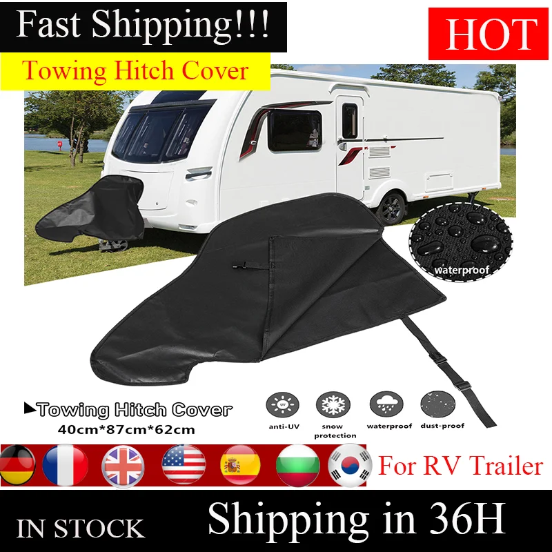 PVC Car Waterproof Trailer Towing Hook Connector Hitch Cover For Caravan Tailer Hitch Coupling Lock Dust Protect Car Accessories