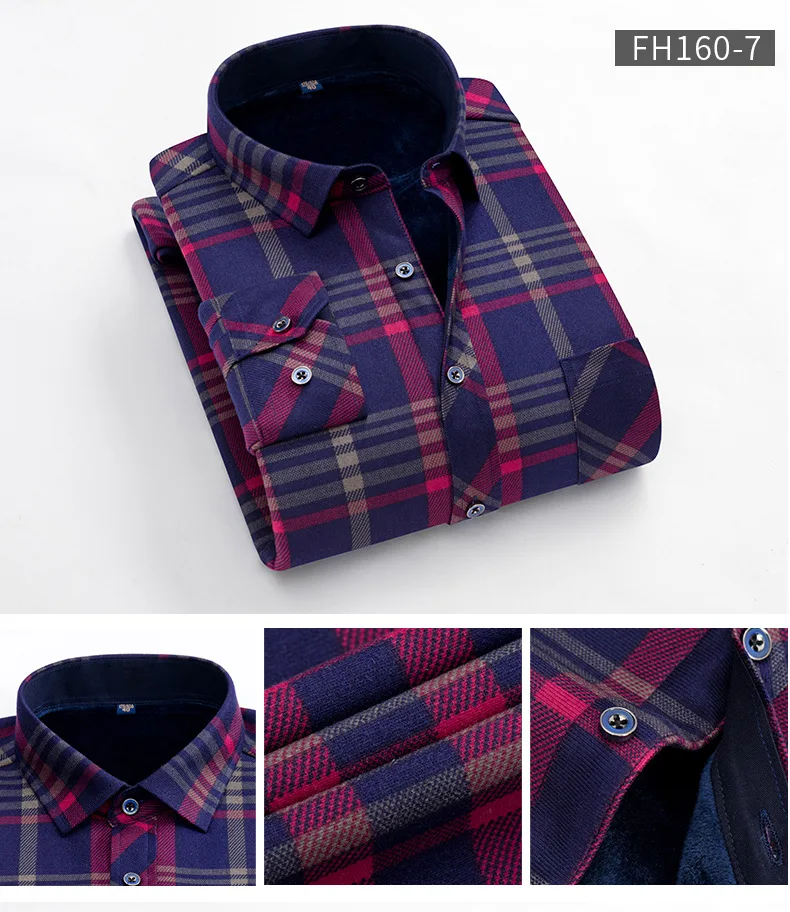 Новое поступление Высококачественная теплая Клетчатая Мужская рубашка Camisa Masculina с длинным рукавом из плотного бархата