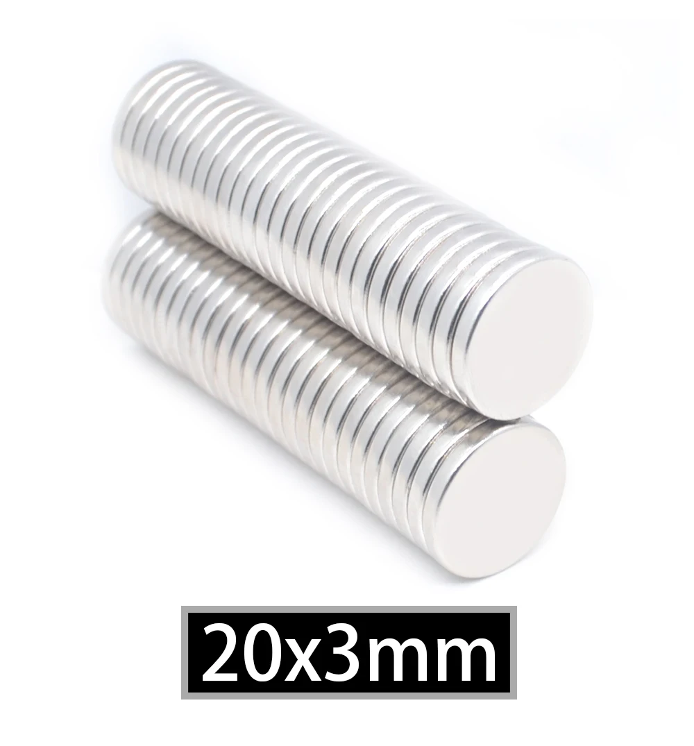 10 pieces. 20mm x 3mm N35 mini super strong rare earth fridge magnet permanent magnet 20x3 small round neodymium magnet 20* 3