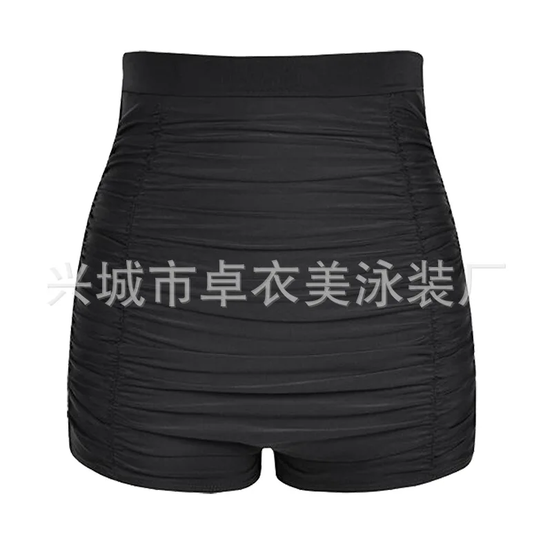 

2019 New Style Boxer Large Size Swimming Trunks Solid Color High-waisted Conservative Bathing Suit Pleated Sexy Hot Springs Biki