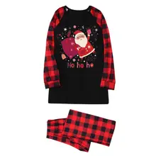 Letter Print Sleepwear O-Neck Family Christmas Pajamas Matching Set Parent-child Outfit for Party