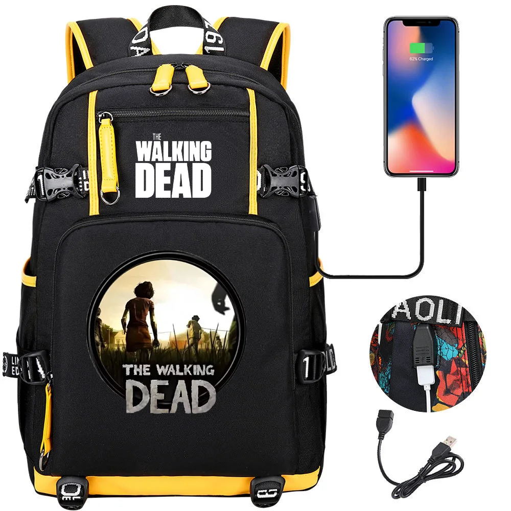 The Walking Dead School Bags Women Men Backpacks Laptop Travel Bags Multifunction USB Charging Backpack Mochila