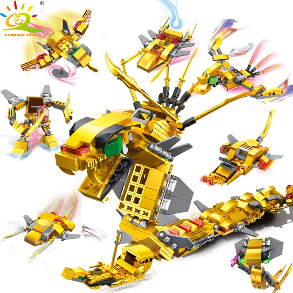

724pcs 8in1 Ninja Gold Snake mech Building Blocks Sets Legoingly Kai Jay Figures City Dragon Brick Educational Toys for Children