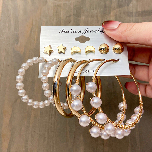 Trendy Gold Silver Color Butterfly Hoop Earrings Set For Women Snake Pearl Resin Hoop Earrings Brincos Party Jewelry