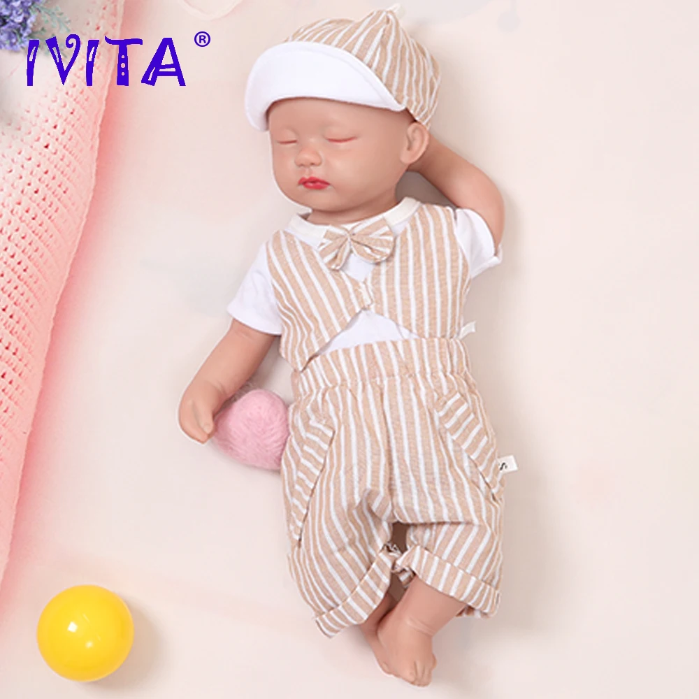IVITA WB1509 38 см 1 8 кг закрытые глаза для мальчиков высокое качество силиконовая кукла новорожденных