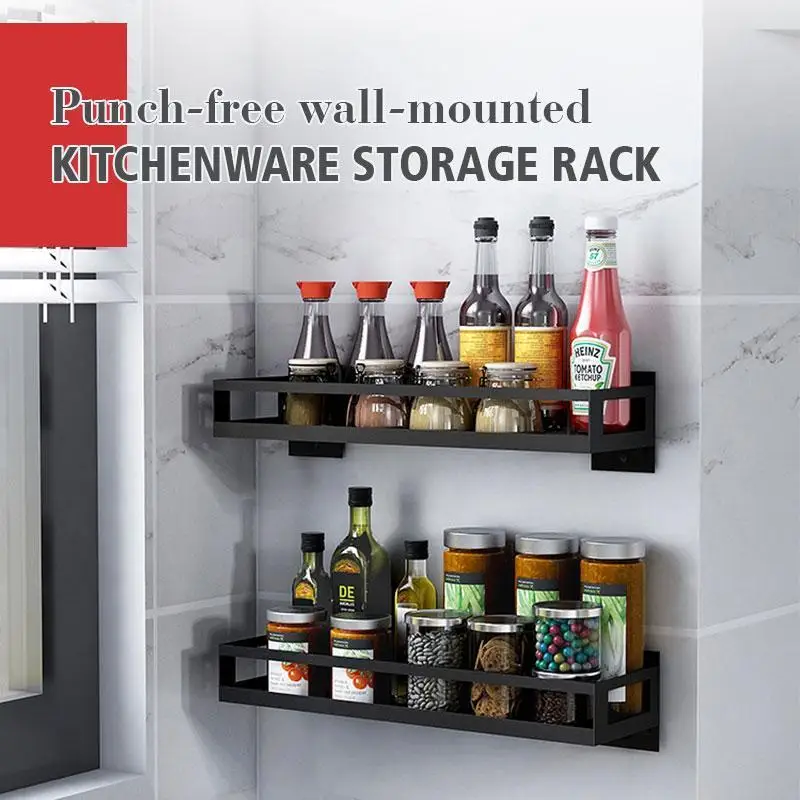 

Multifunctional Kitchen Storage Rack Wall-Mount Sauce Bottle torage Rack Organizer Preservative Film Dispenser Sauce Roll Paper