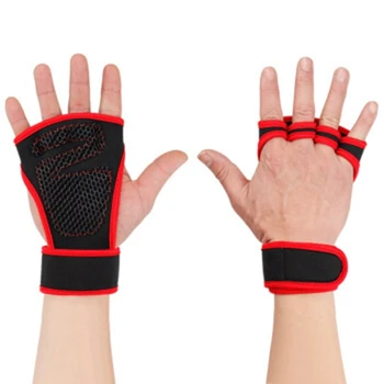 

1 Pair Weight Lifting Training Gloves Women Men Fitness Sports Body Building Gymnastics Grips Gym Hand Palm Protector Gloves Red