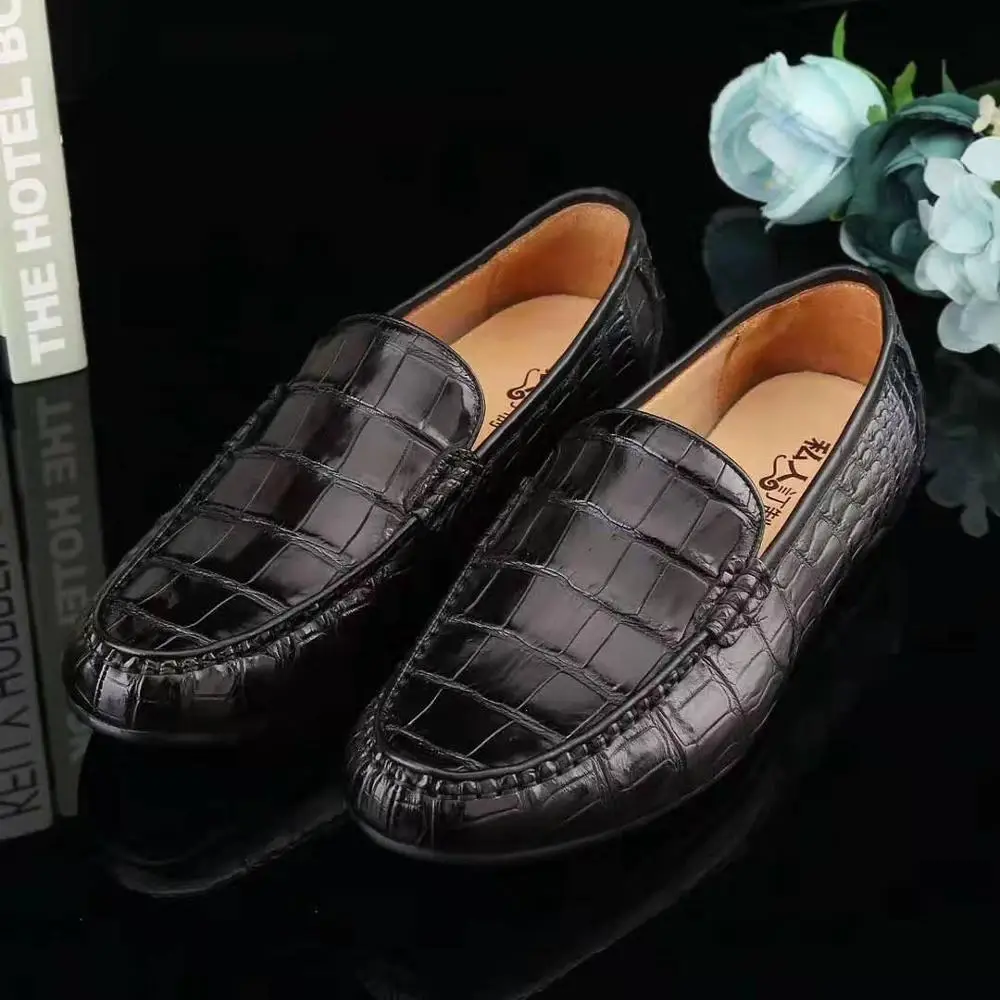 Роскошное Качество натуральная крокодиловая кожа мужская обувь, высокое качество прочная твердая крокодиловая кожа мужская обувь матовые черные цвета