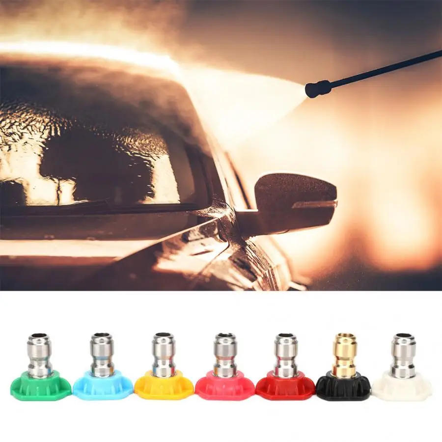 7PCS High Pressure Washer Spray Nozzle Tip 5000PSI 1/4in Quick Connector Washer Nozzle Spray