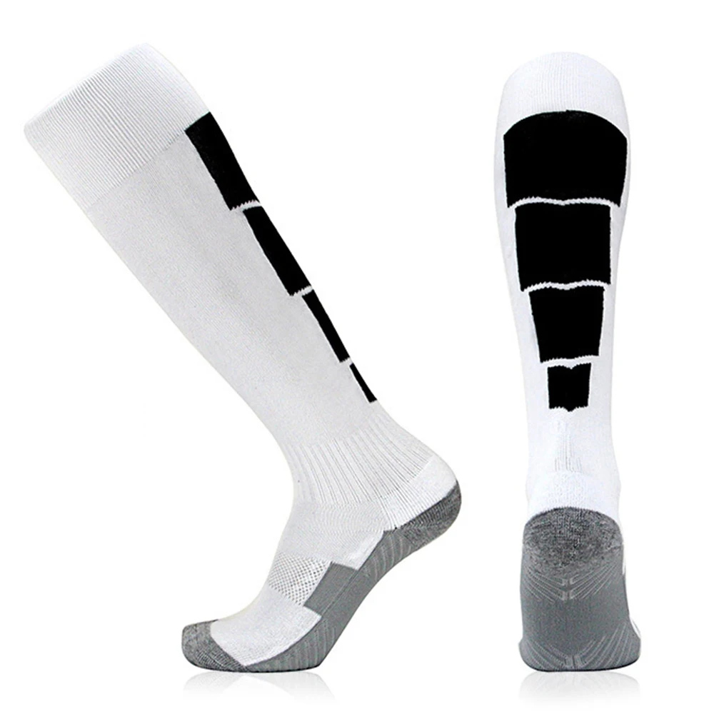 Practical 3 Color Nylon Soccer Match Soft Long Tube Socks Football Socks Athletes Sport Socks Antiseptic Comfortable Portable - Цвет: white black