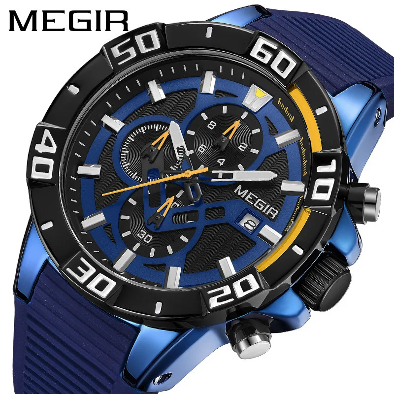 

Mei gainer megir Men Fashion Multi-functional Timing Silica Gel Sports Watch 2121