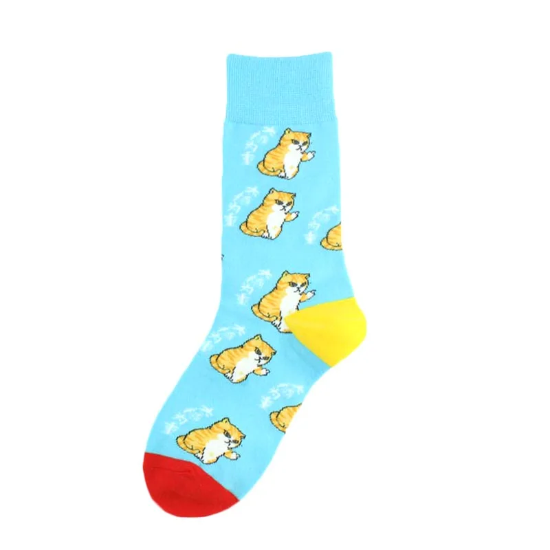 Blue Socks Животные, вишня, печенье, забавные носки Harajuku Happy Bird, динозавр, милые носки для женщин, Divertidos, креативные Sokken, женские носки - Цвет: Blue Socks