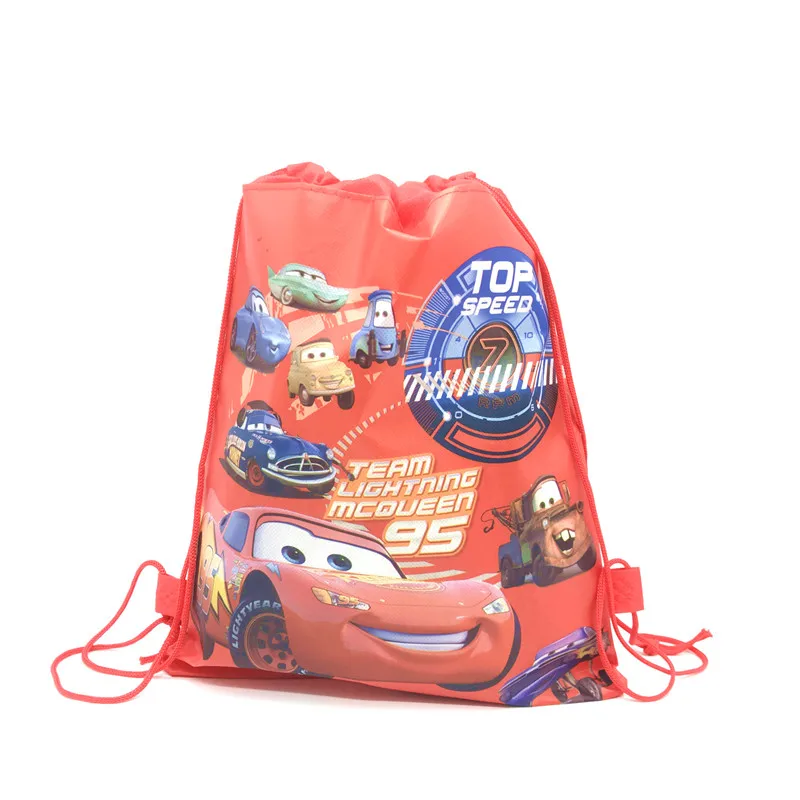 Black with Cars Fabric in Mickey Mouse Head and Personalization Disney Cars Lightning McQueen Draw String Backpack for Adults /& Kids
