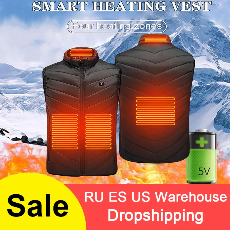 

Outdoor Heating Vest Washable USB Charging Heating Warm Vest Three-speed Control Temperature Camping Hiking without Battery