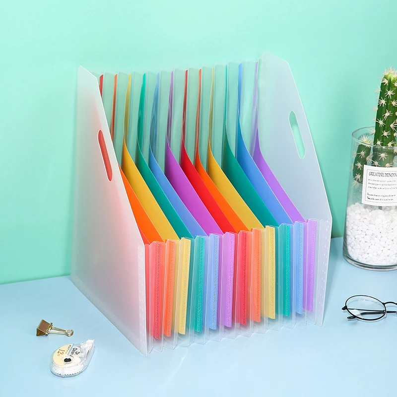 Rainbow Vertical File Folder Rack A4s Size Organ Package Large Capacity for Student Teacher File Shelf Storage Supplies FL
