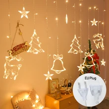

Christmas LED Fairy Deer Bells String Lights USB New Year Garland Lamp Holiday Decoration for Outdoor Home Bedroom Window