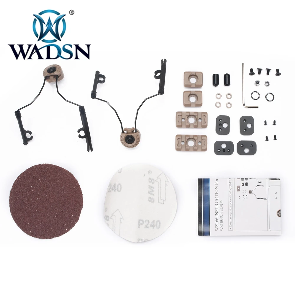 WADSN Тактический шлем ARC Rail адаптер Набор подходит M300 Mini M600C страйкбол фонарик WZ166 Peltor Comtac гарнитуры аксессуары - Цвет: DE