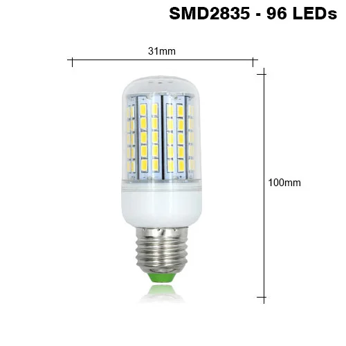 96 Leds 6 шт E27 светодиодный кукурузы лампа лампада 220 В/24 в пост 38 48 56 69 72 96 светодиодная лампочка для точечных светильников люстра ампулы Bombillas - Испускаемый цвет: 96 Leds