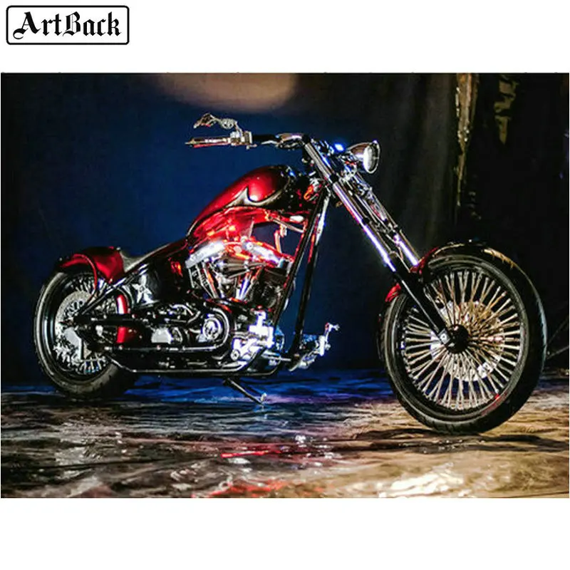 Алмазная 5d картина ARTBACK с мотоциклом полноразмерная вышивка 3d пейзажная мозаика