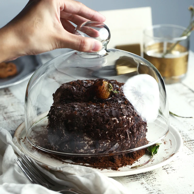 Creative Glass Dessert Cover Transparent Food Dust West Point Display Table Cake Household | Дом и сад