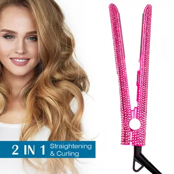 

2 In 1 Flat Iron Ceramic Heating Hair Straightener Fast Warm-up Thermal Tourmaline Ceramic Heating Plate Hair Straightener