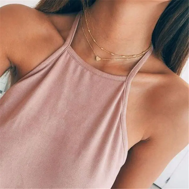 Tiny Heart Choker Necklace for Women Silver Color Chain Smalll Love Necklace Pendant on neck Bohemian Chocker Necklace Jewelry 2