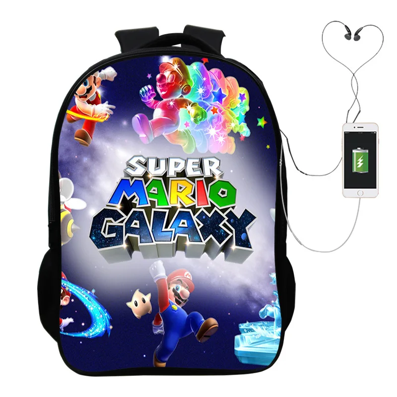 photo colour Популярная игра “Марио” Многофункциональный USB зарядный рюкзак для детей, для мальчиков, детей, подростков, мужские Школьные сумки дорожные сумки для ноутбуков - Цвет: photo colour