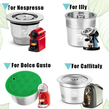 

iCafilas Crema Coffee Capsule for Nespresso for Dolce Gusto for Caffitaly Stainless Steel Refillable Coffee Filter for Illy