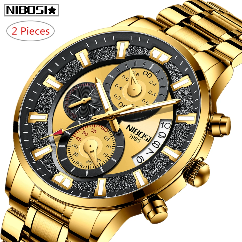 2 шт. NIBOSI Мужские часы от топ бренда роскошные модные женские модельные туфли