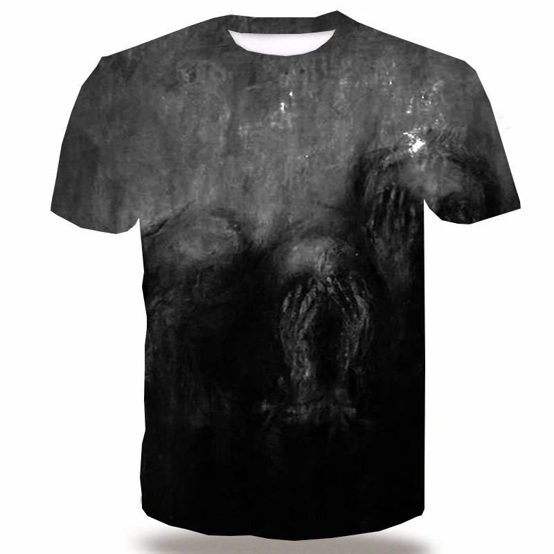 

UNEY Psychedelic Cover T-Shirt Short Sleeve Black Skull Tops Tees 3D Pattern Shirt Men/Woman Spring Shirt Tees Summer Tops
