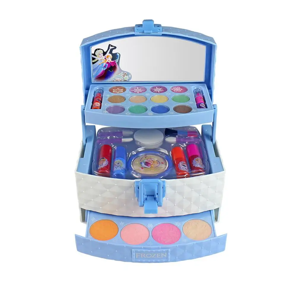 

32Pcs Disney Ice Princess Children Makeup Box Girls Predend Play Cosmetics Set Eyeshadow Blush Lipgloss Brush Cosmetic Toys Kit