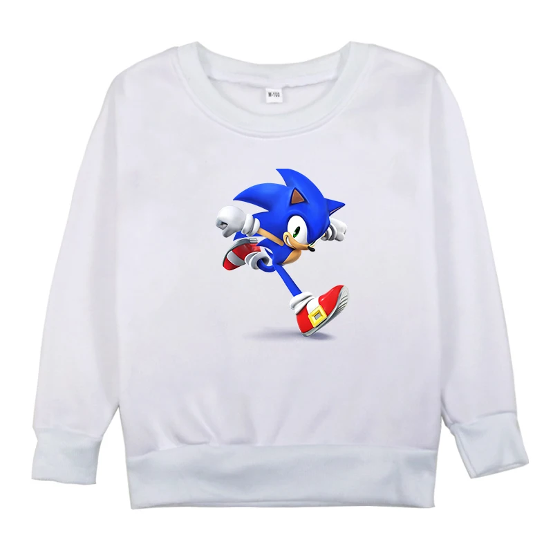 Пуловер Sonic The Hedgehog осенне-зимняя футболка для детей Топ, футболка с длинными рукавами детский пуловер для мальчиков и девочек, одежда для От 2 до 14 лет - Цвет: Белый