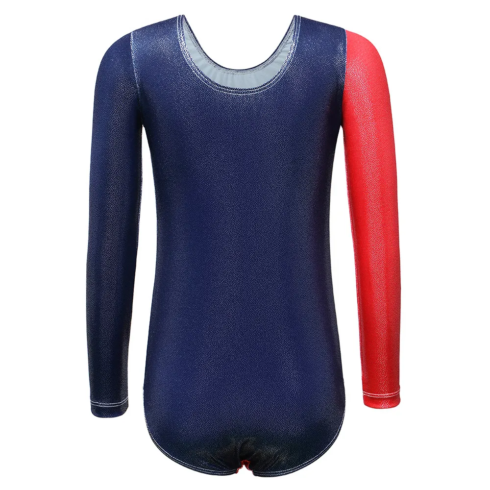 BAOHULU Long Sleeve Girls Gymnastics Leotard Sparkle Children Ballet Leotard Dance Costume for 3-12 Years Kids Dance Wear