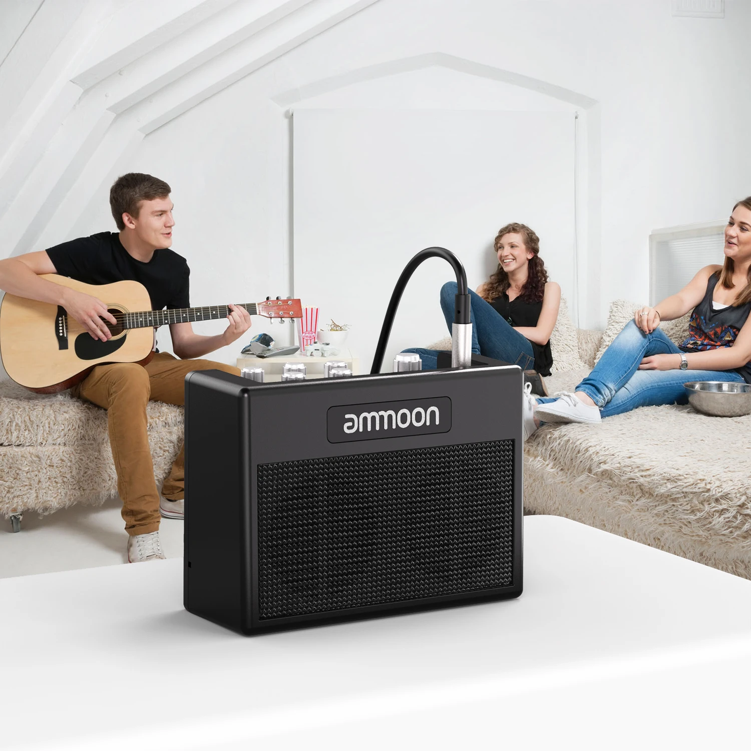 ammoon POCKAMP Guitar Amplifier Built-in Multi-effects 80 Drum Rhythms Support Tuner Tap Tempo Function with Power Adapter | Спорт и