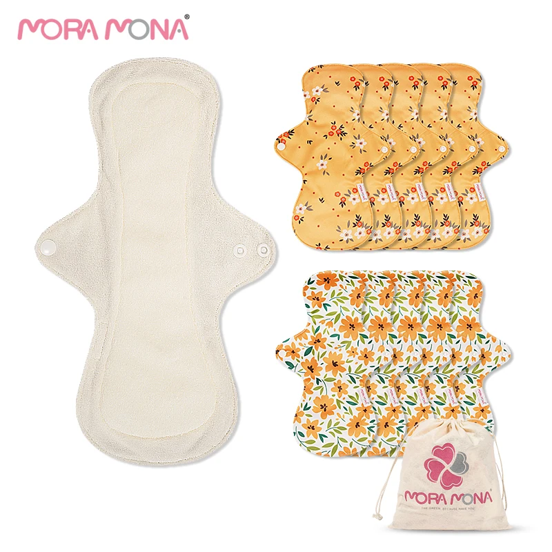 Mora Mona 10 Pieces Menstrual Pad Girls Pad Sanitary Washable Bamboo