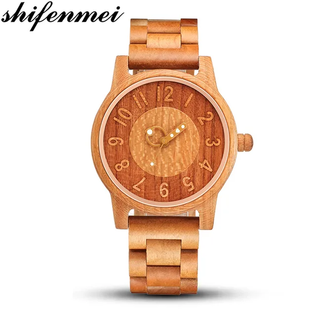 Shifenmei Watch Fashion Quartz Ladies Wooden Watch Casual Lover Wood Watches Women Men Top Brand Luxury Couple Clock Arabic Num - men