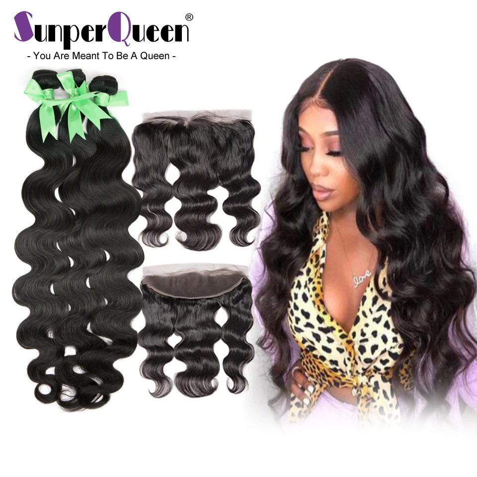 {Sunper Queen}Body Wave 8-30 дюймов M бразильские человеческие волосы Remy естественного цвета 3