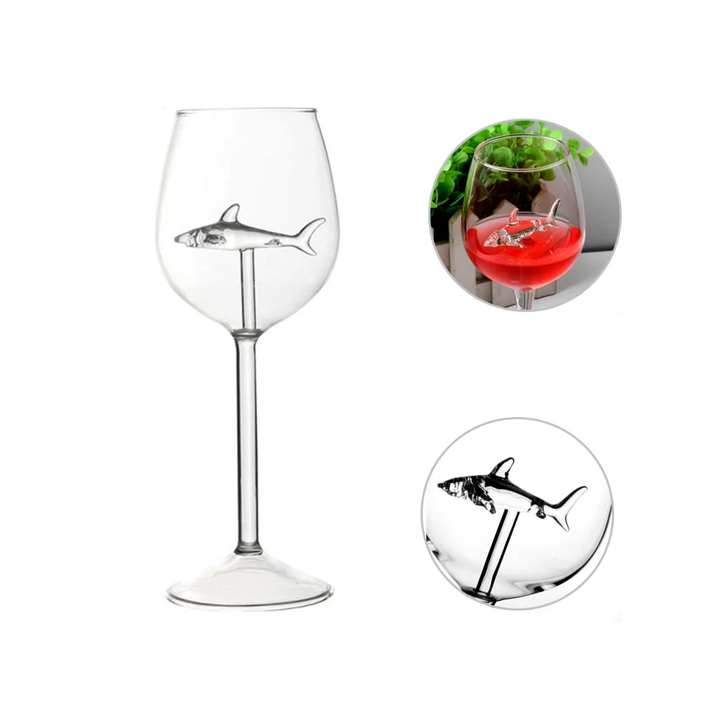 1 шт. бокал для красного вина, Европейский стеклянный стакан, хрустальный стеклянный стакан с акулой, бокал для вина, высокий каблук, Акула, красный бокал для вина, свадебный подарок
