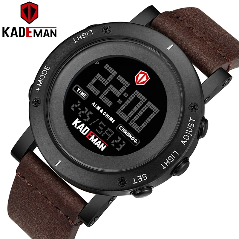 

KADEMAN Original Military Men's Sports Watches 3ATM Digital TOP Luxury Brand Casual Leather Wristwatch Relogio Masculino